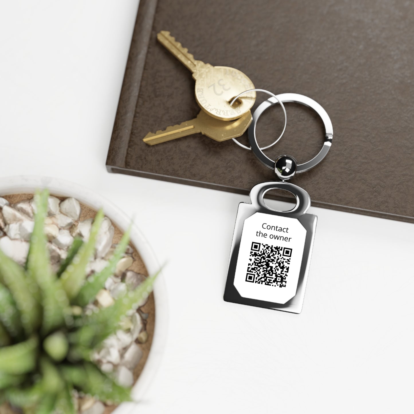 Rectangle Keyring — Personalized QR Code Pet/Owner ID Tag