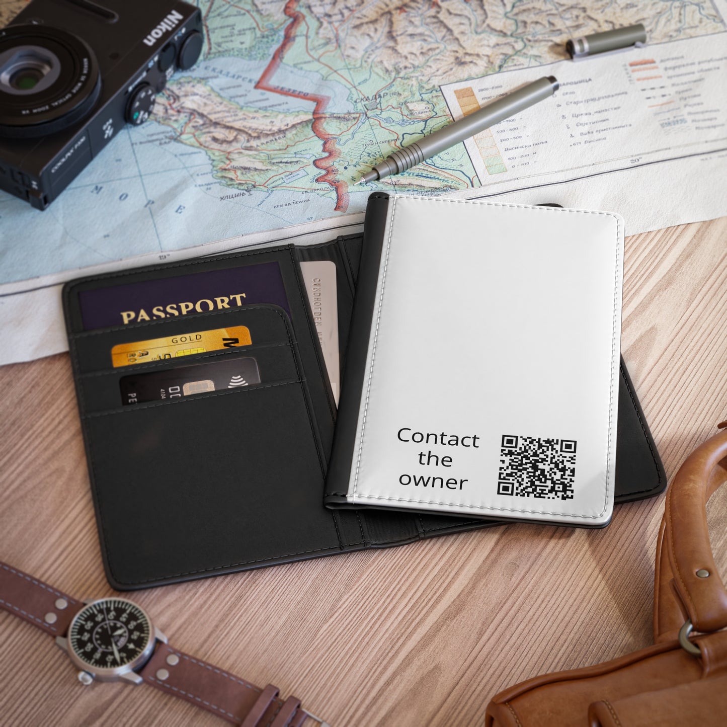 Passport Cover — Minimal QR 'Contact the Owner' Travel Passport Holder
