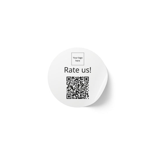 Round QR Rate Us Sticker Rolls — Custom Label Stickers for Small Businesses