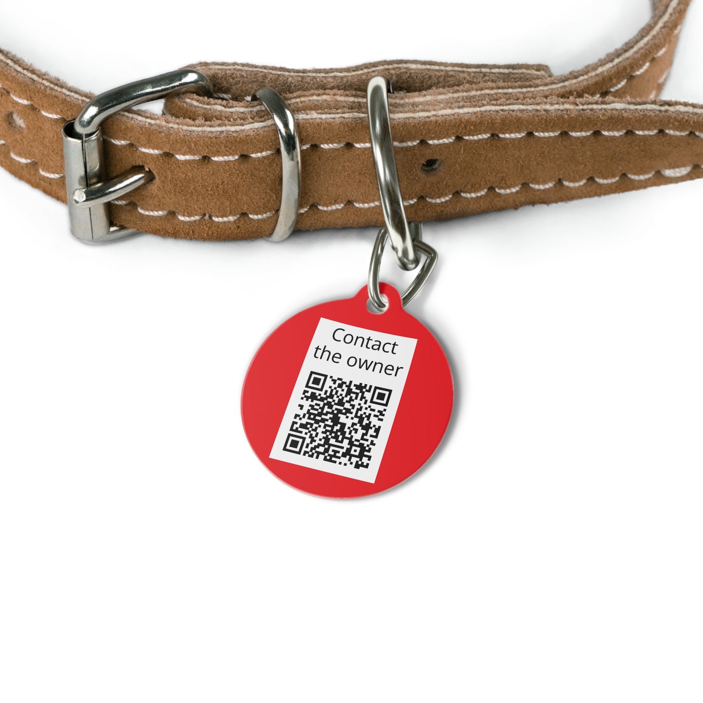QR-Enabled Pet ID Tag — "Lost & Found" Smart Pet Tag with Secure QR Contact Form Red