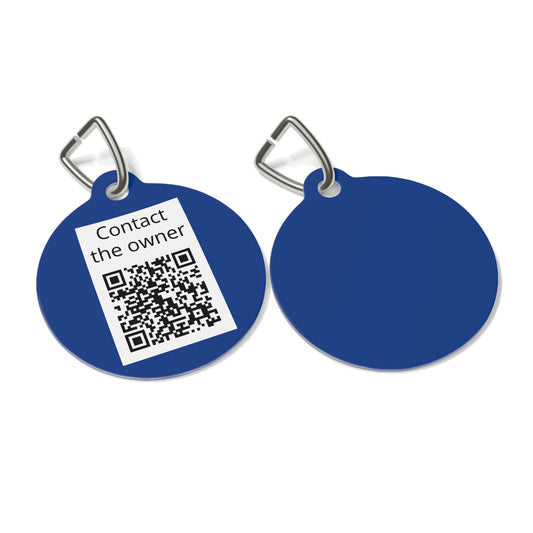QR-Enabled Pet ID Tag — "Lost & Found" Smart Pet Tag with Secure QR Contact Form Blue