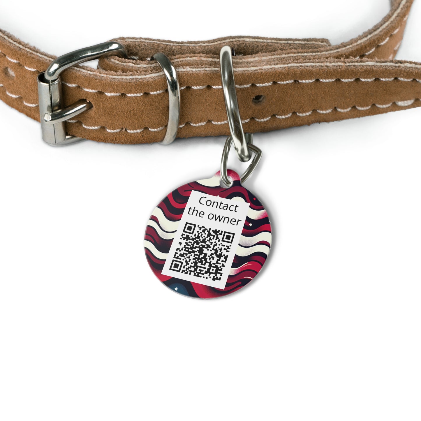 QR-Enabled Pet ID Tag — "Lost & Found" Smart Pet Tag with Secure QR Contact Form (Waves)