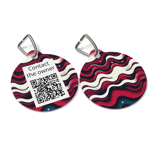 QR-Enabled Pet ID Tag — "Lost & Found" Smart Pet Tag with Secure QR Contact Form (Waves)