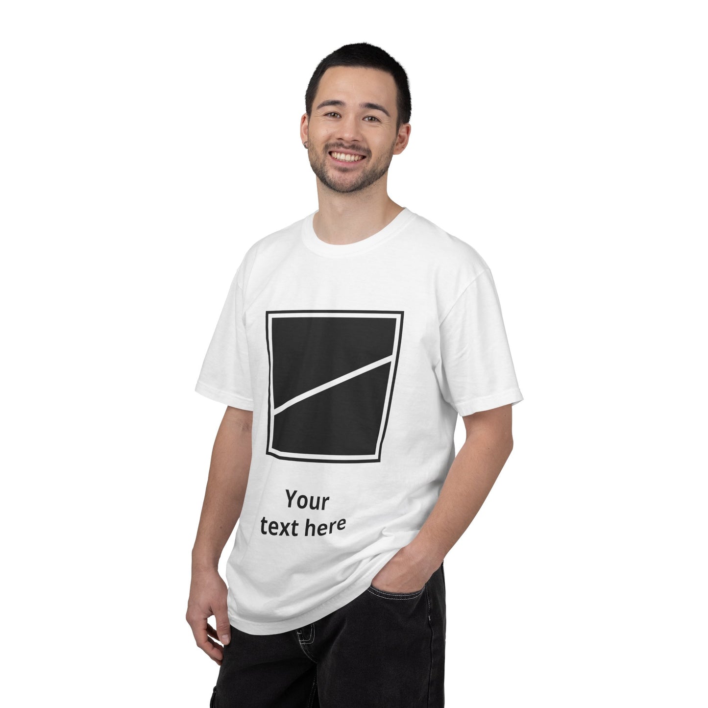 Minimal Diagonal Square T-Shirt — Custom Text