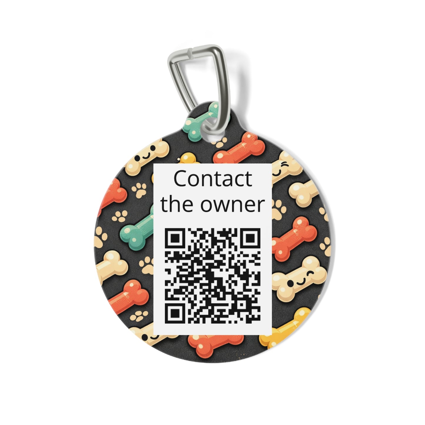 QR-Enabled Pet ID Tag — "Lost & Found" Smart Pet Tag with Secure QR Contact Form (Smiley Bones)