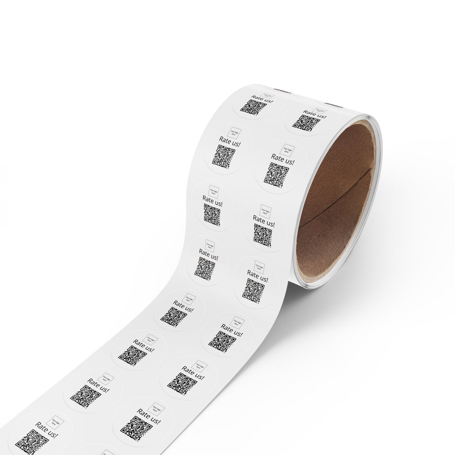 Round QR Rate Us Sticker Rolls — Custom Label Stickers for Small Businesses