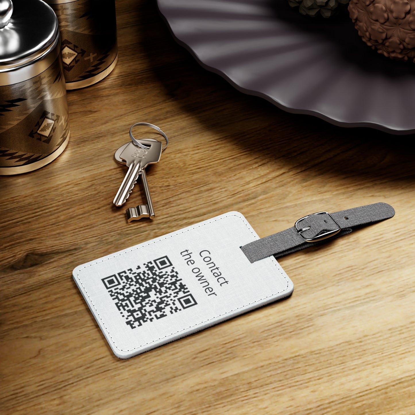 QR Code Luggage Tag – "Contact the Owner" Saffiano Polyester ID Tag