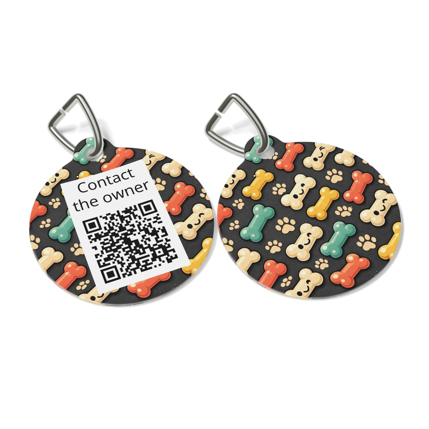 QR-Enabled Pet ID Tag — "Lost & Found" Smart Pet Tag with Secure QR Contact Form (Smiley Bones)