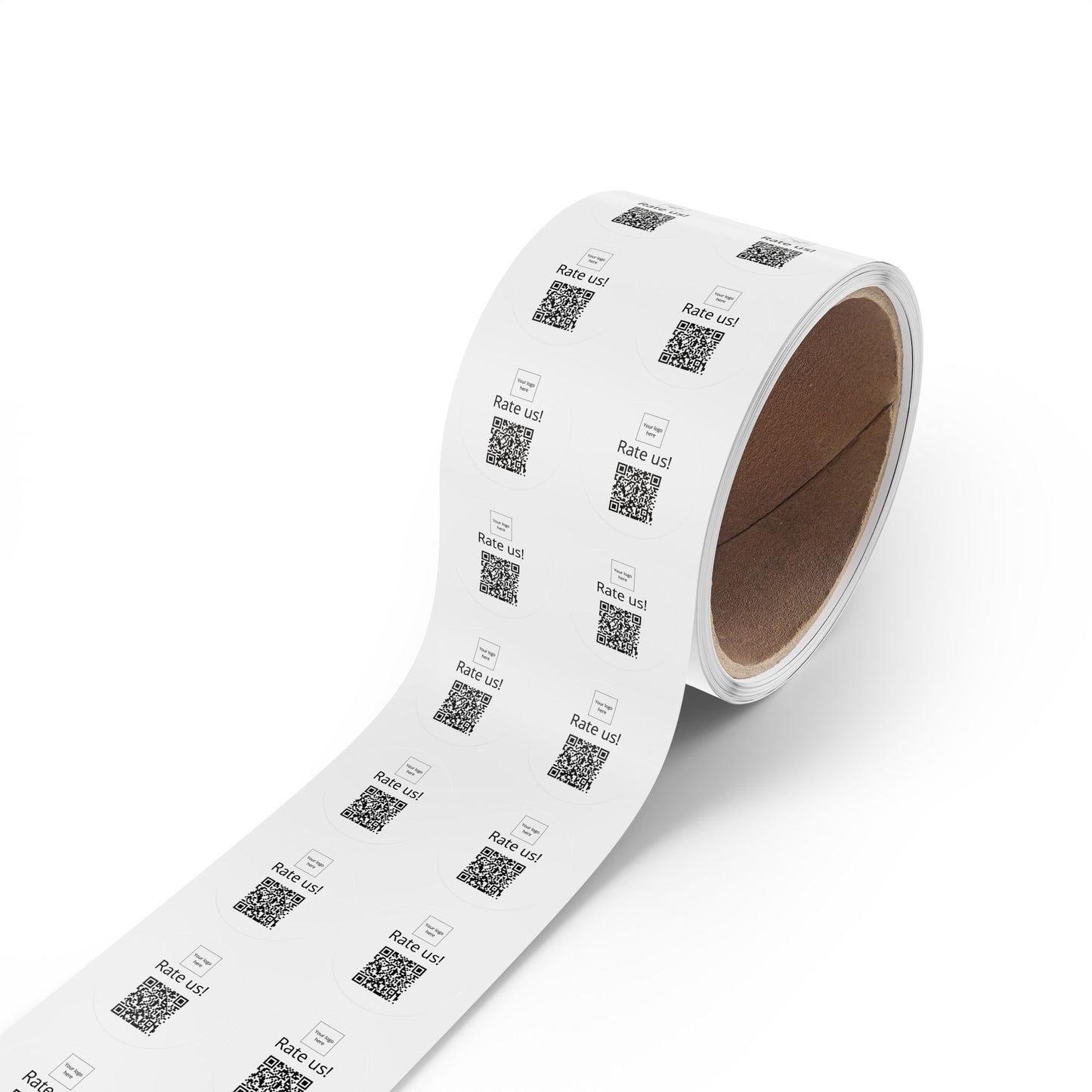 Round QR Rate Us Sticker Rolls — Custom Label Stickers for Small Businesses