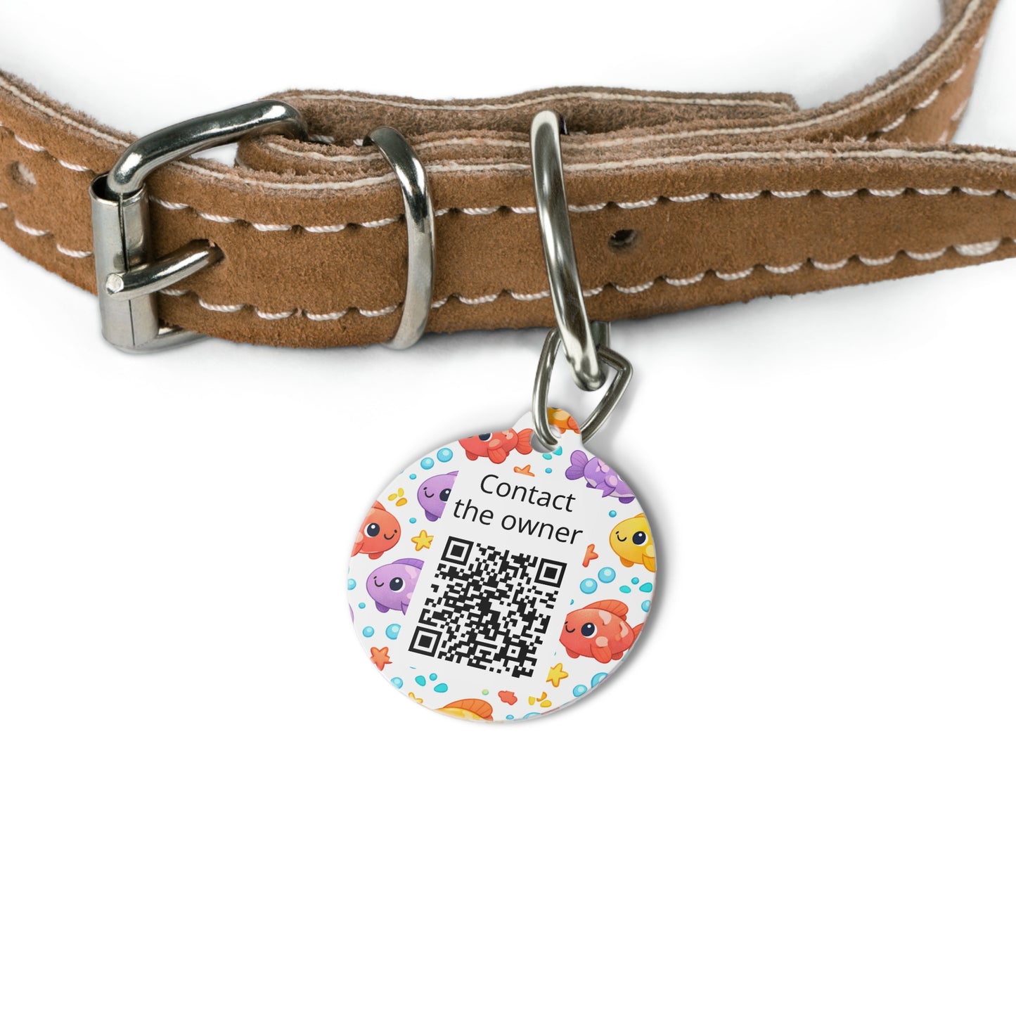 QR-Enabled Pet ID Tag — "Lost & Found" Smart Pet Tag with Secure QR Contact Form (Fish)