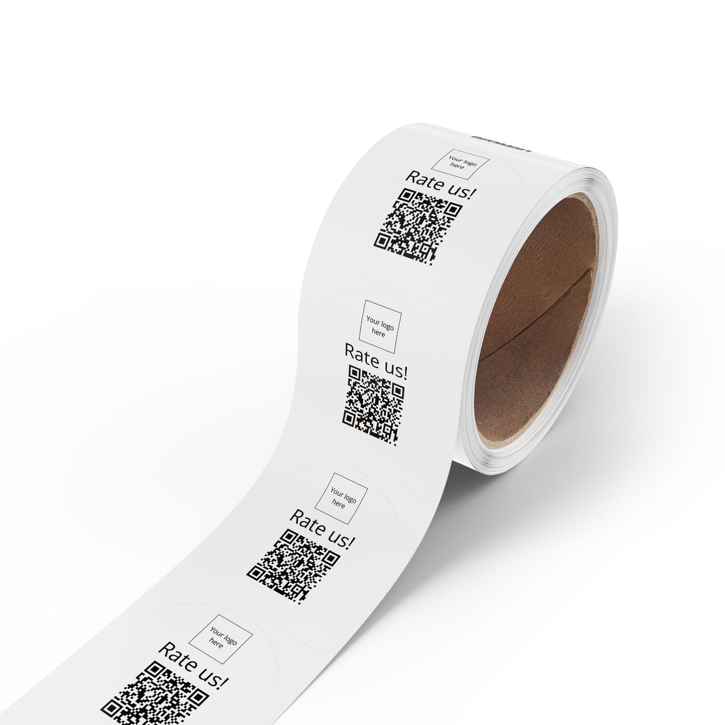 Round QR Rate Us Sticker Rolls — Custom Label Stickers for Small Businesses