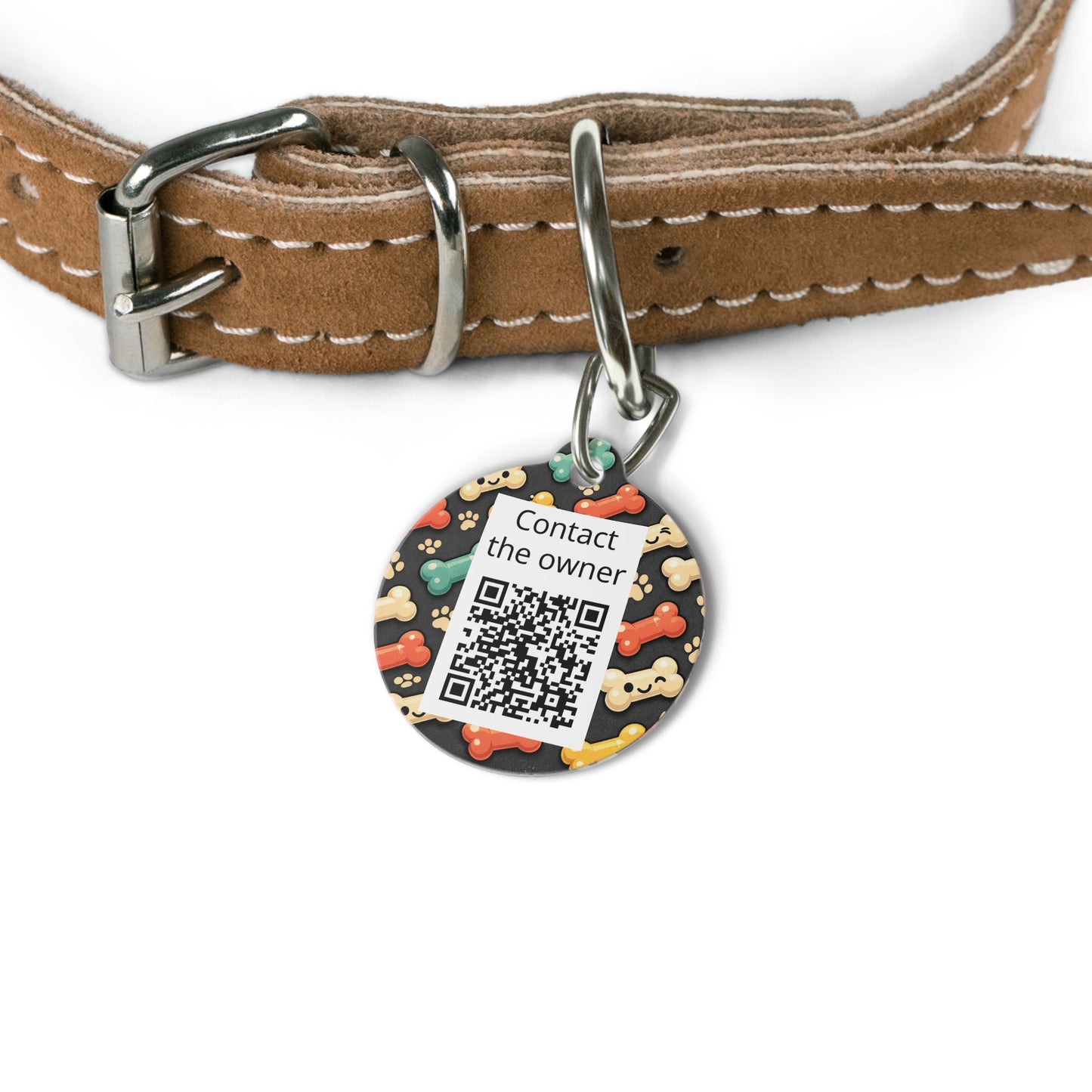 QR-Enabled Pet ID Tag — "Lost & Found" Smart Pet Tag with Secure QR Contact Form (Smiley Bones)