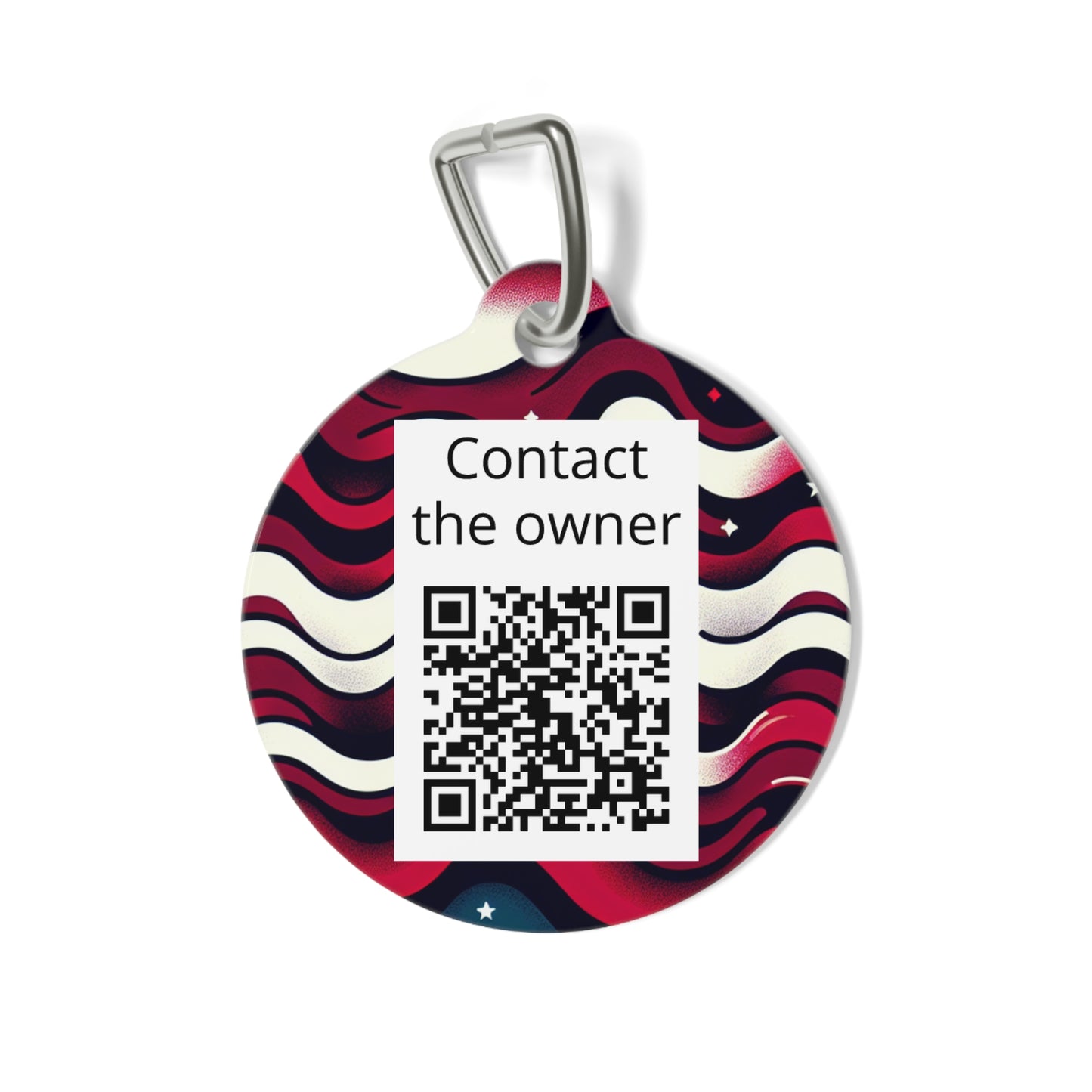 QR-Enabled Pet ID Tag — "Lost & Found" Smart Pet Tag with Secure QR Contact Form (Waves)