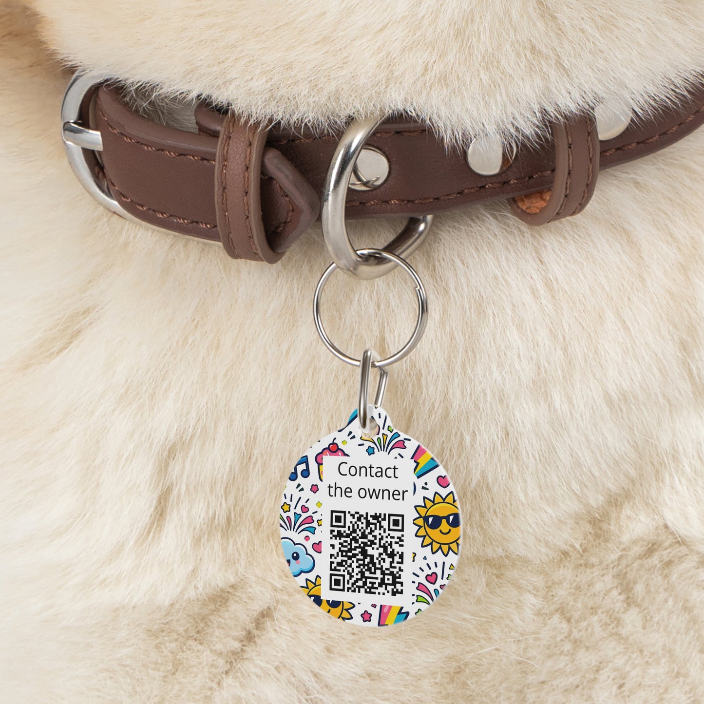 QR-Enabled Pet ID Tag — "Lost & Found" Smart Pet Tag with Secure QR Contact Form (Happy energetic)