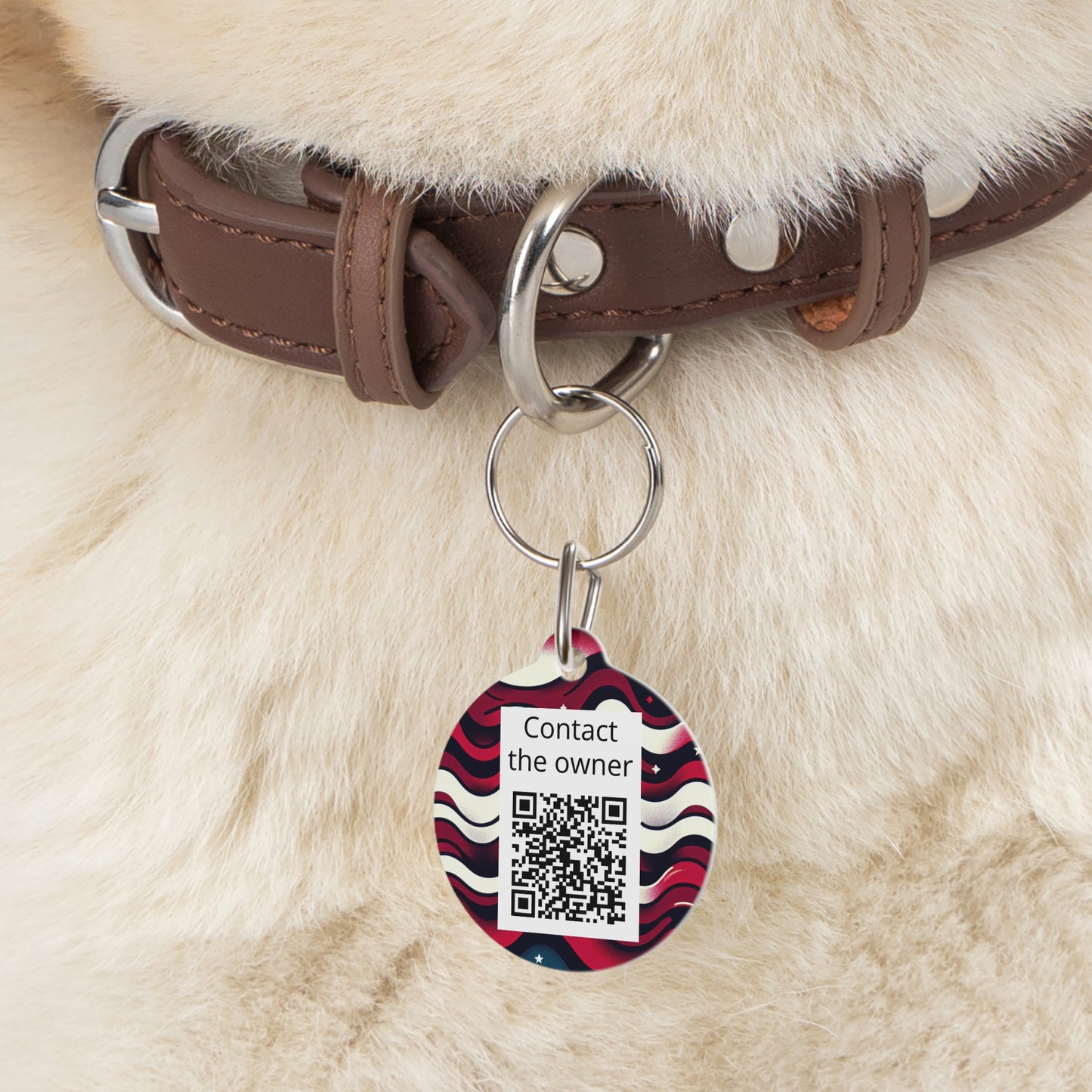 QR-Enabled Pet ID Tag — "Lost & Found" Smart Pet Tag with Secure QR Contact Form (Waves)