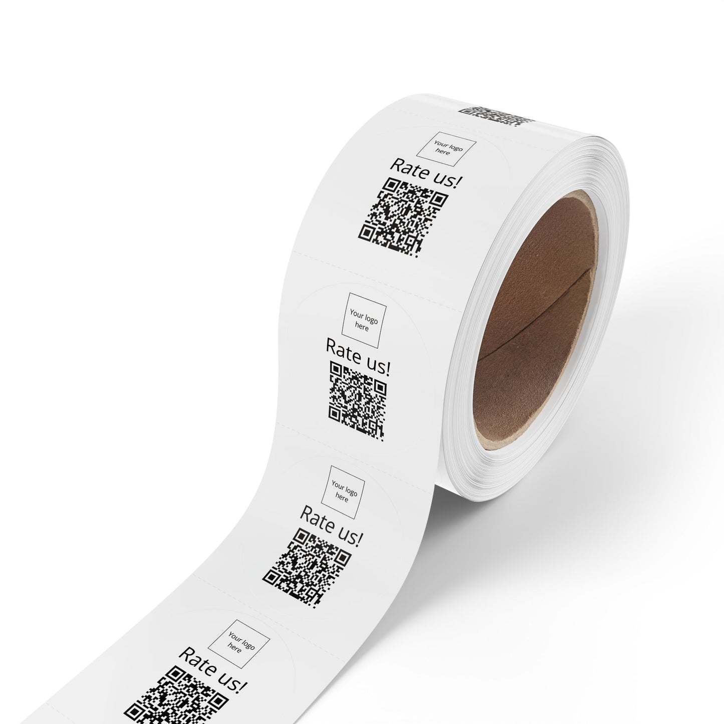 Round QR Rate Us Sticker Rolls — Custom Label Stickers for Small Businesses