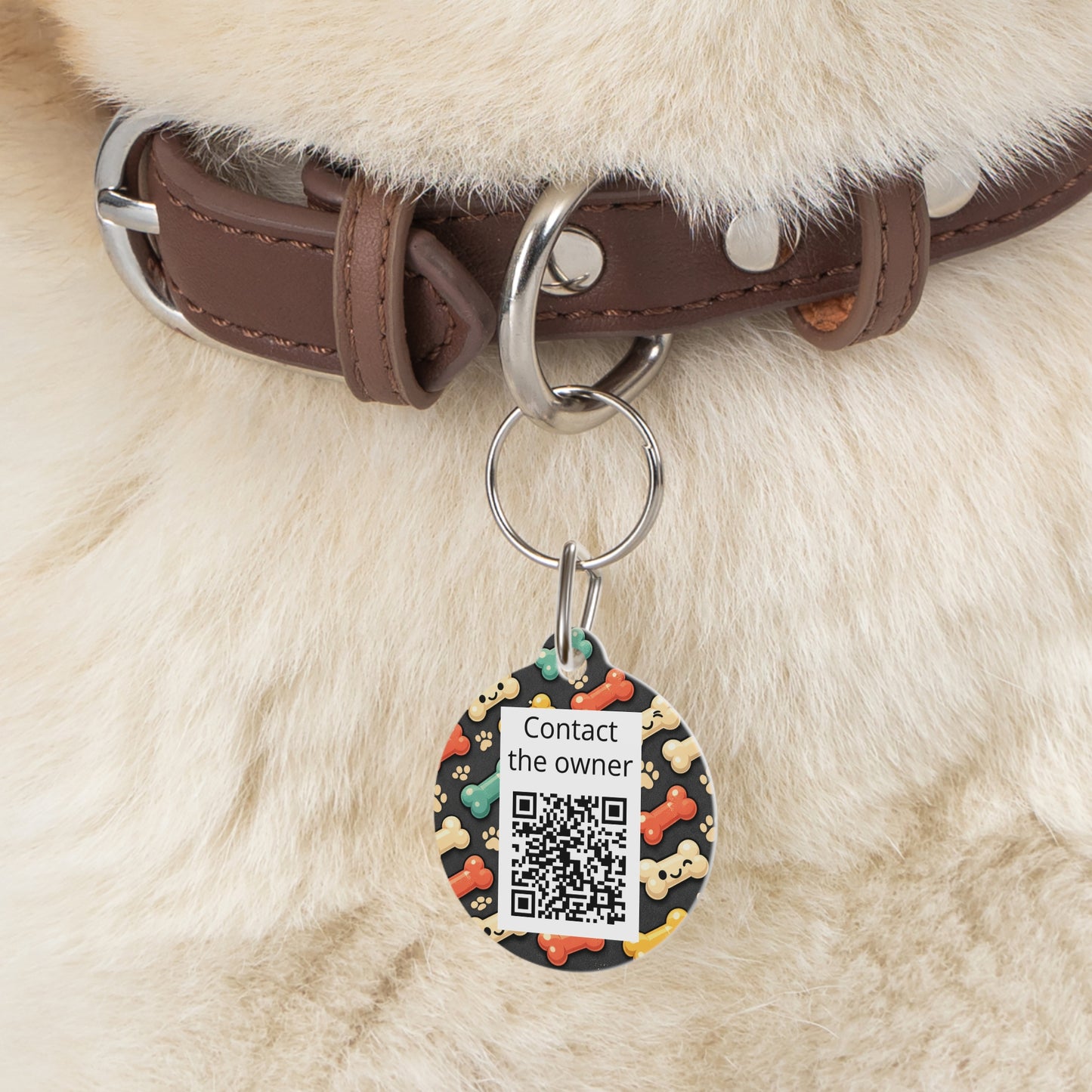 QR-Enabled Pet ID Tag — "Lost & Found" Smart Pet Tag with Secure QR Contact Form (Smiley Bones)