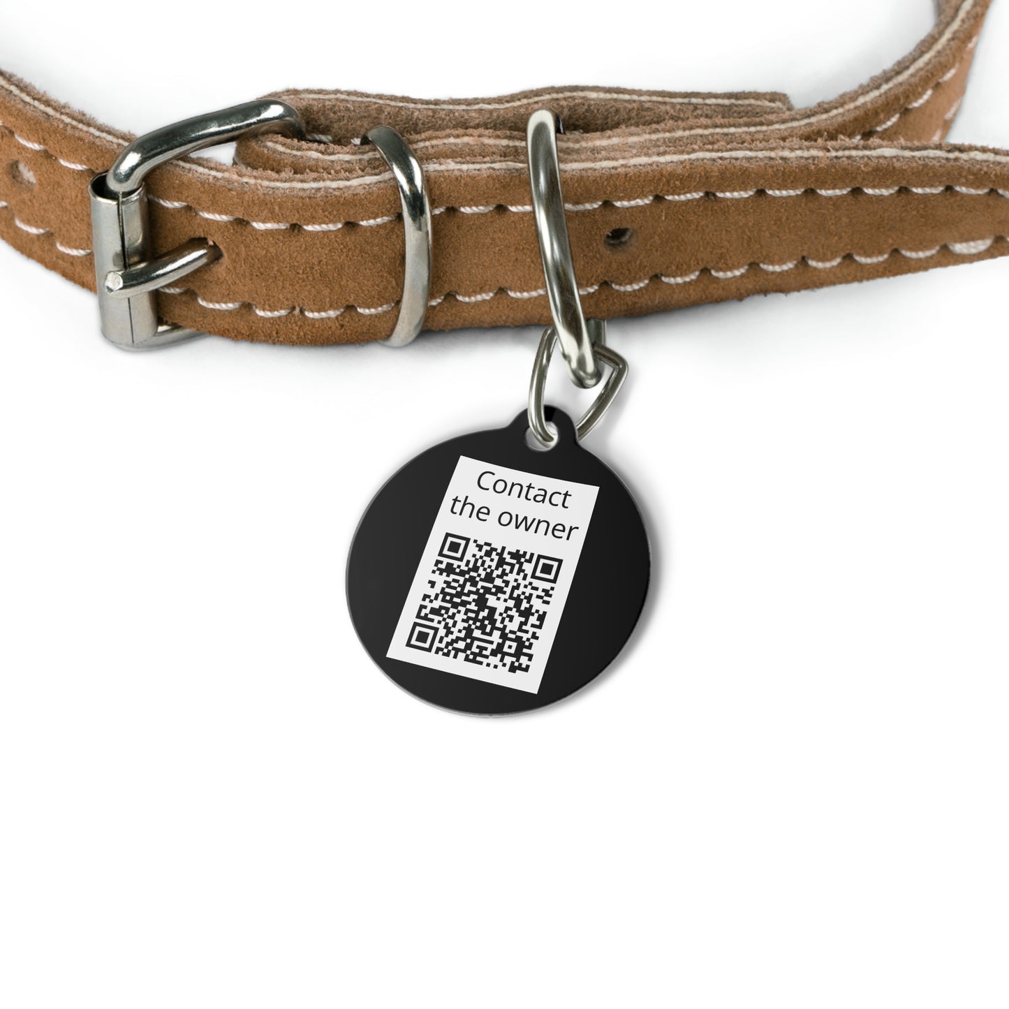 QR-Enabled Pet ID Tag — "Lost & Found" Smart Pet Tag with Secure QR Contact Form Black