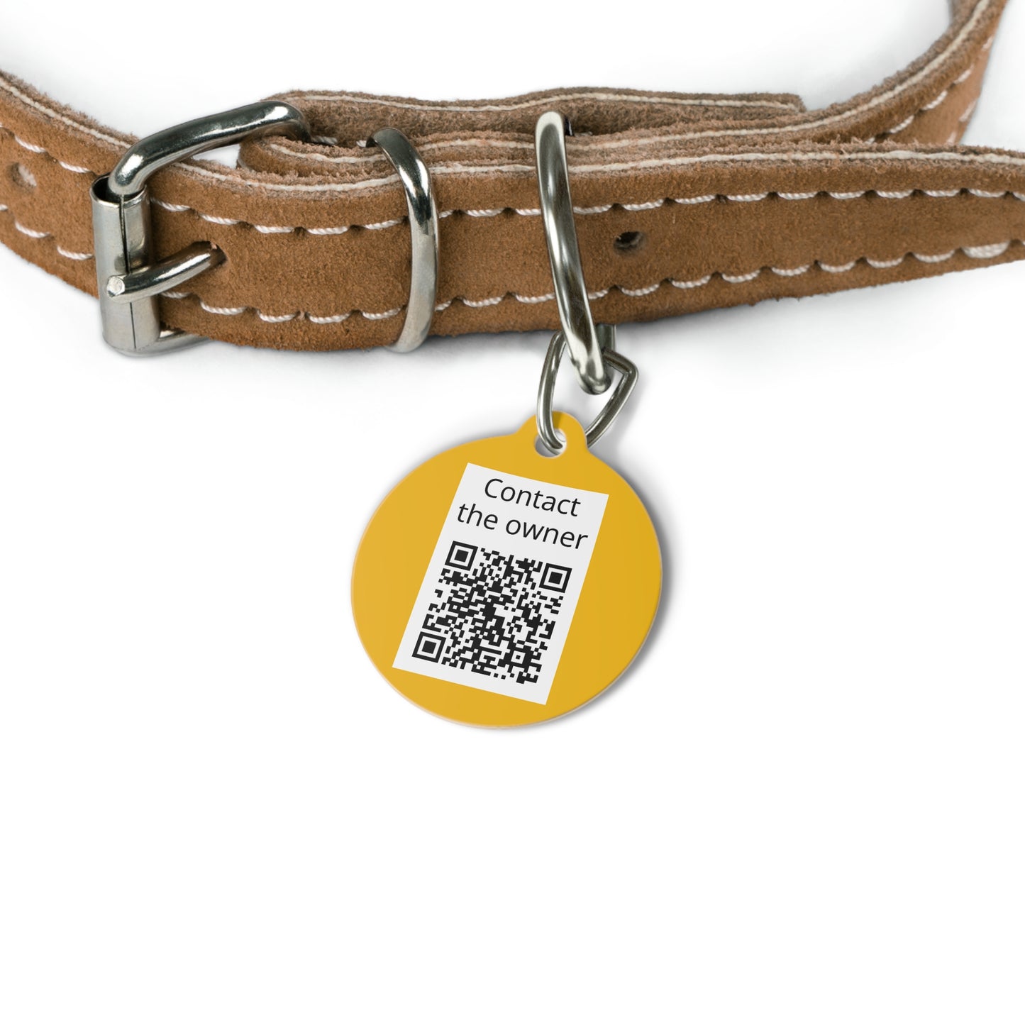 QR-Enabled Pet ID Tag — "Lost & Found" Smart Pet Tag with Secure QR Contact Form Yellow