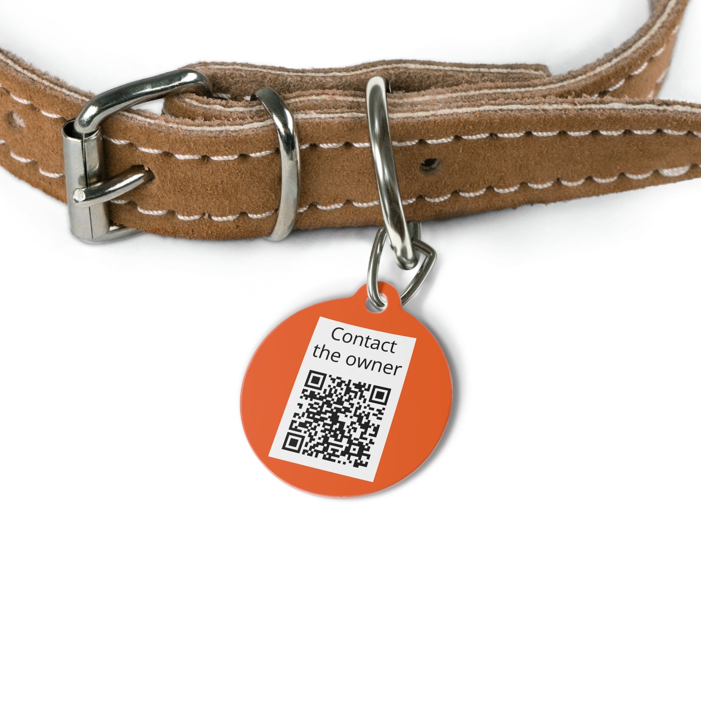 QR-Enabled Pet ID Tag — "Lost & Found" Smart Pet Tag with Secure QR Contact Form Orange