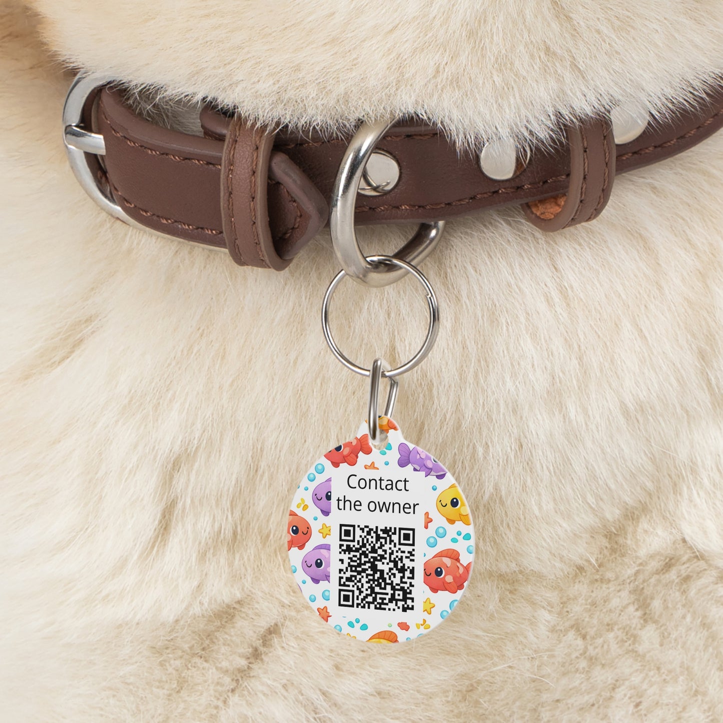QR-Enabled Pet ID Tag — "Lost & Found" Smart Pet Tag with Secure QR Contact Form (Fish)