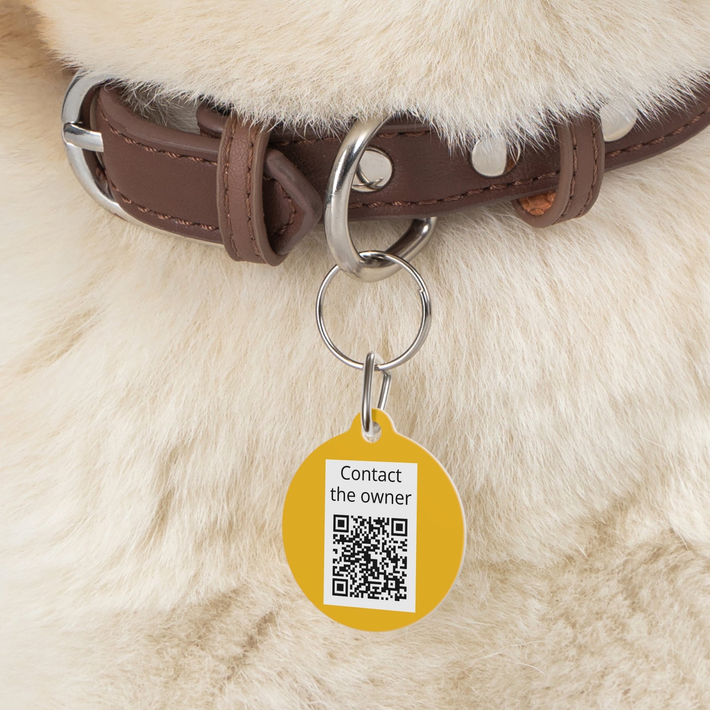 QR-Enabled Pet ID Tag — "Lost & Found" Smart Pet Tag with Secure QR Contact Form Yellow