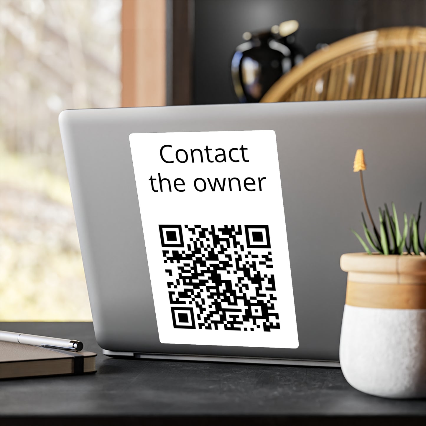 Kiss-Cut Vinyl Decal — "Contact the owner" QR Code Sticker