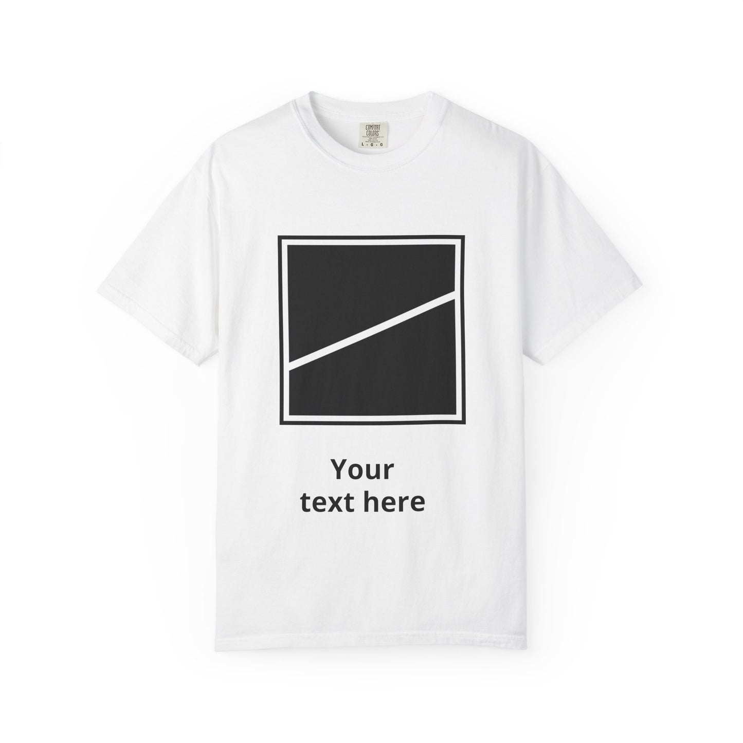 Minimal Diagonal Square T-Shirt — Custom Text