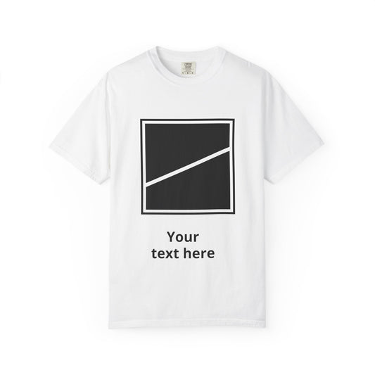 Minimal Diagonal Square T-Shirt — Custom Text