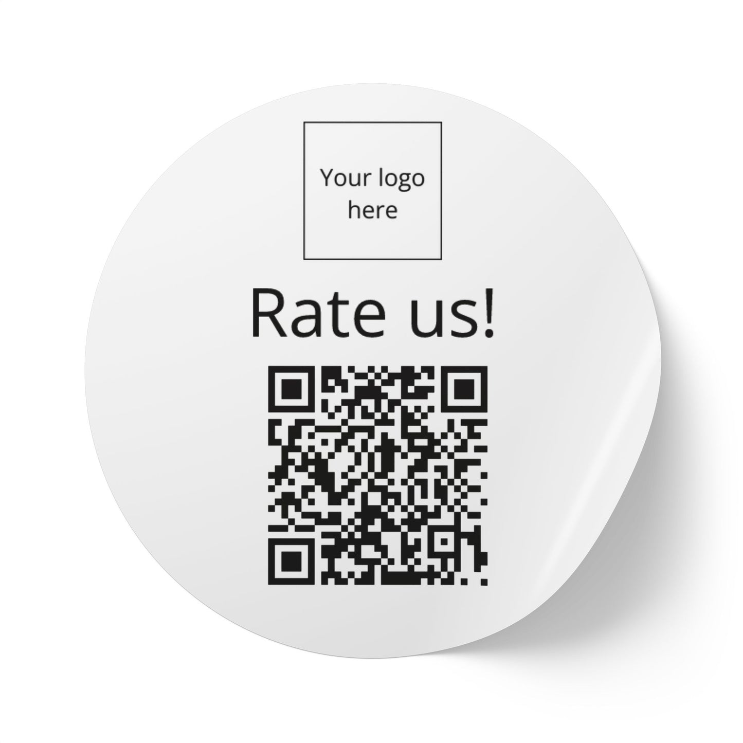 Round QR Rate Us Sticker Rolls — Custom Label Stickers for Small Businesses