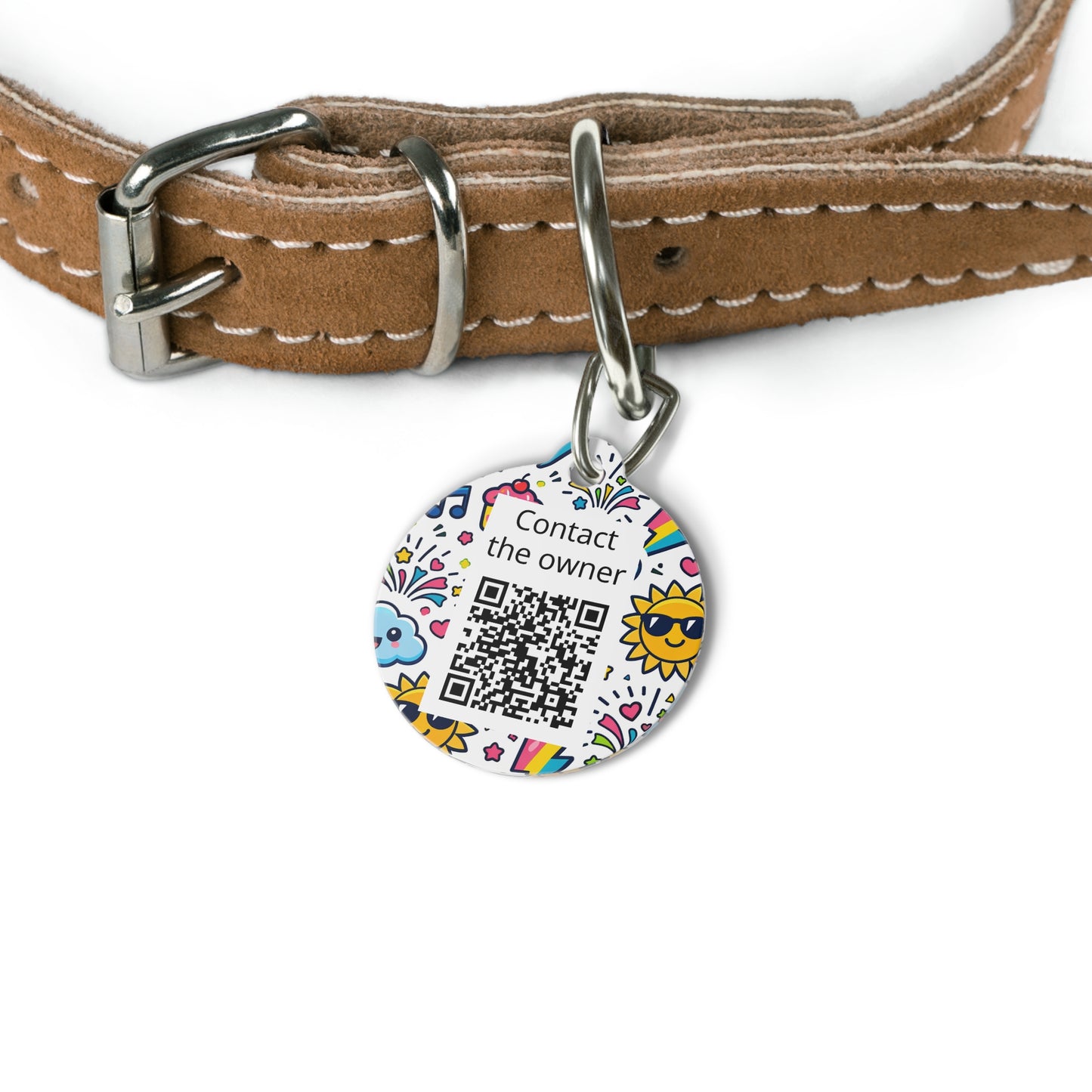 QR-Enabled Pet ID Tag — "Lost & Found" Smart Pet Tag with Secure QR Contact Form (Happy energetic)