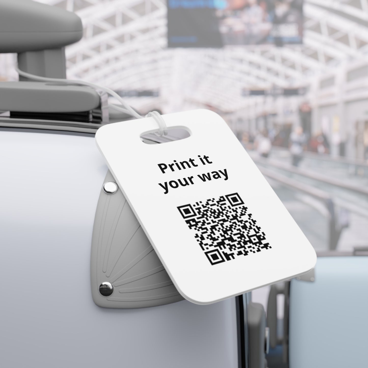 Custom QR Luggage Tag — "Print it your way" Personalized Travel ID
