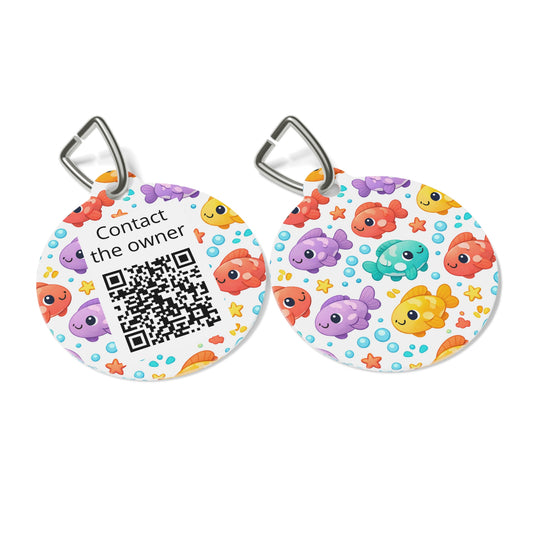 QR-Enabled Pet ID Tag — "Lost & Found" Smart Pet Tag with Secure QR Contact Form (Fish)