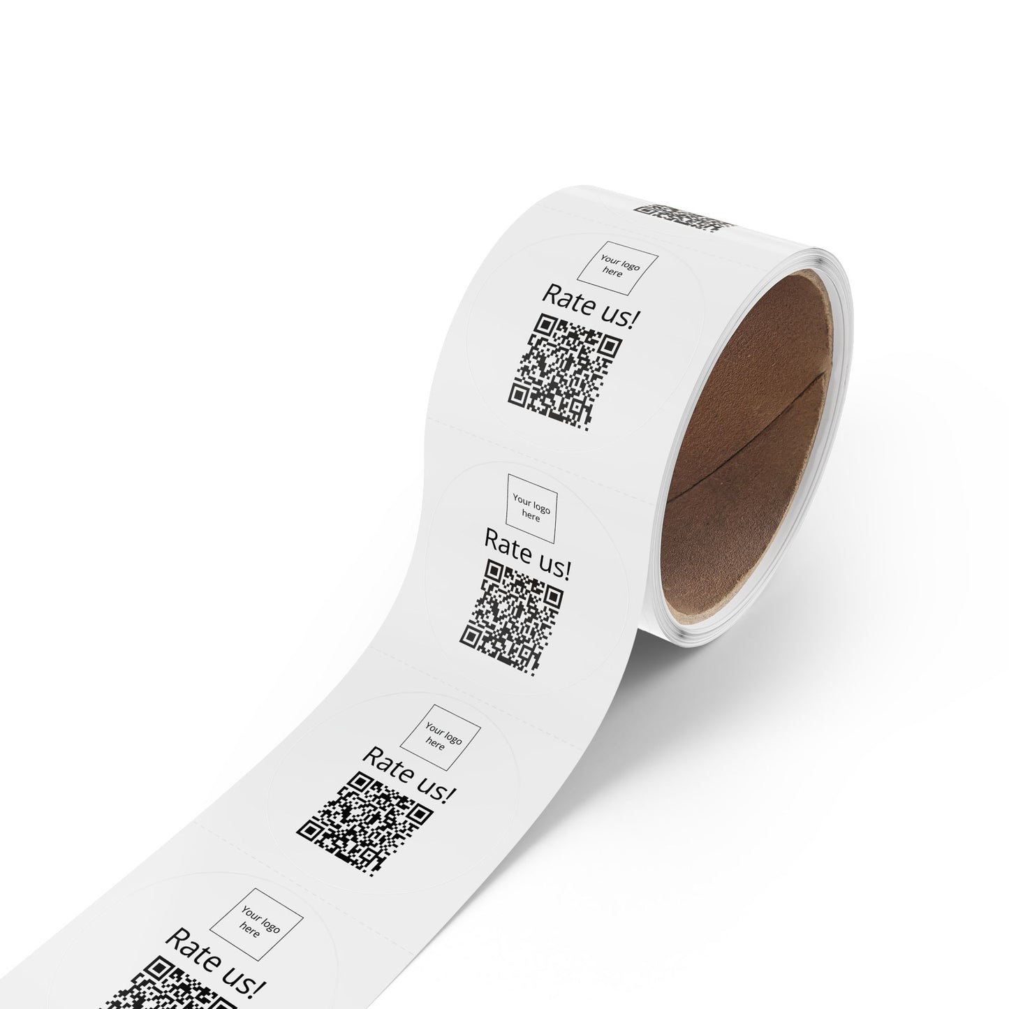Round QR Rate Us Sticker Rolls — Custom Label Stickers for Small Businesses