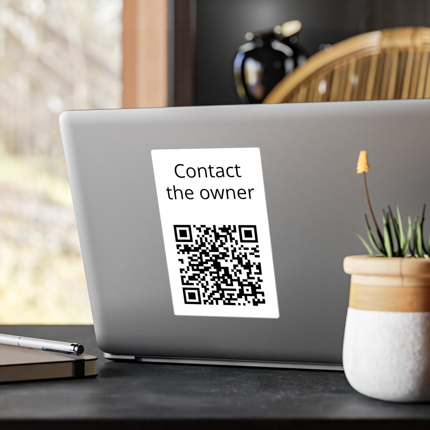 Kiss-Cut Vinyl Decal — "Contact the owner" QR Code Sticker