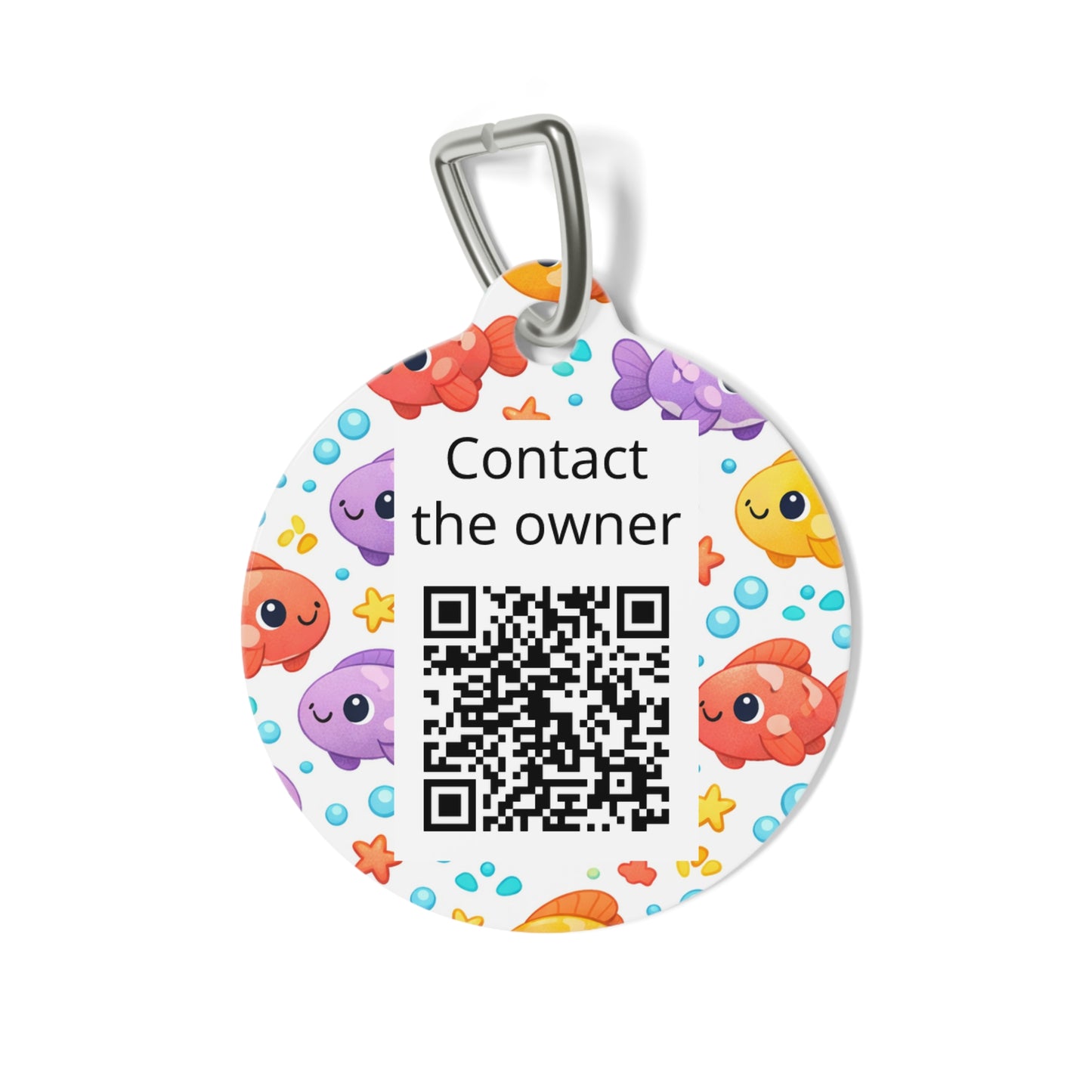 QR-Enabled Pet ID Tag — "Lost & Found" Smart Pet Tag with Secure QR Contact Form (Fish)