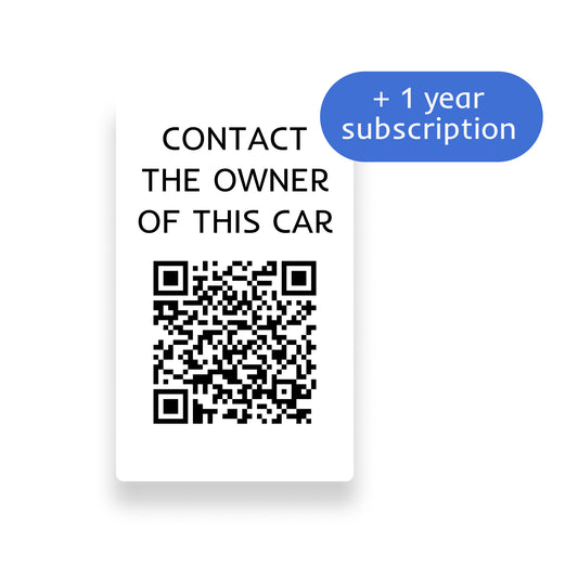 Car Windshield Inside‑Application Sticker + 1‑Year QR Contact Me Basic Subscription